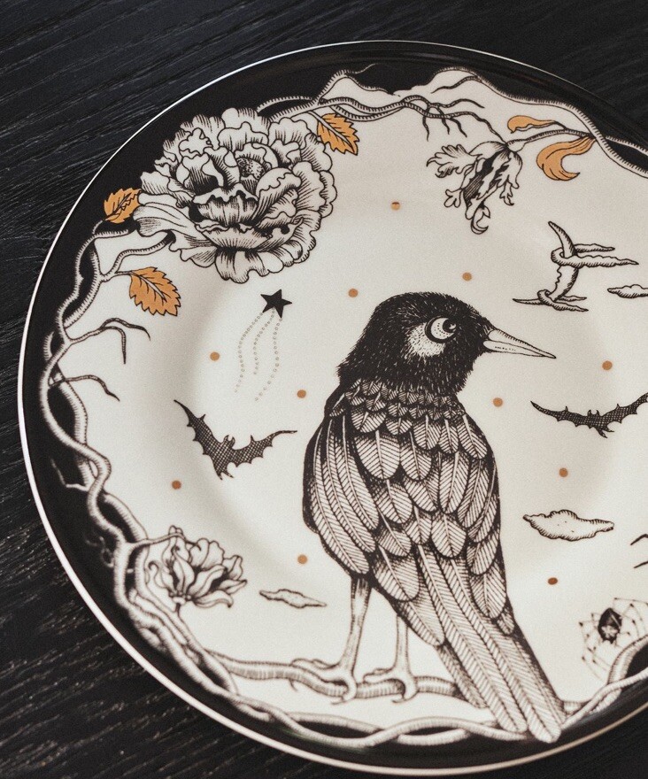 NIB~Anthropologie~Florence Balducci~RAVEN~Dessert Plate~HALLOWEEN