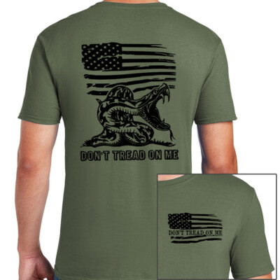 DON'T TREAD ON ME, NEW T-shirt GREEN USA AMERICAN FLAG
