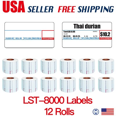 LST-8000 Printing Scale Label, 58 x 30 mm, Non-UPC, 12 Rolls Per Case (A)
