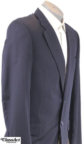 Hickey Freeman Men’s Wool 2 Piece Suit Blue Striped 39R Pleated Fronts 34" Waist - Picture 5 of 10
