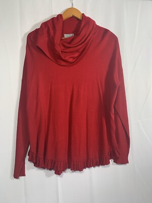 JOSEPH A Qu'Est-Ce Que C'Est Silk Red Ribbed Long Sleeve Medium Top