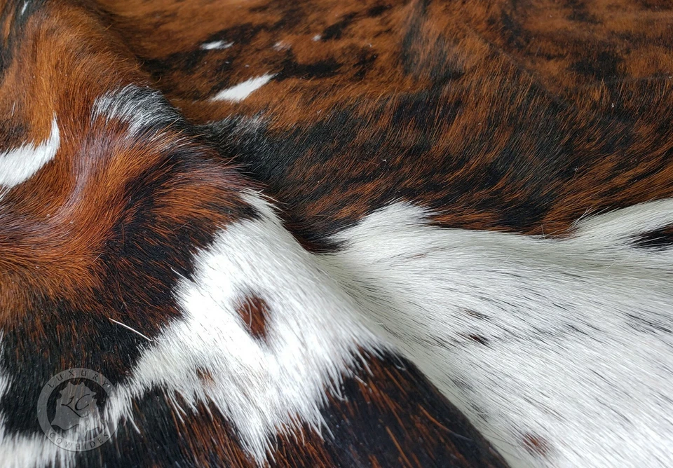 Alfombra de cuero de vaca real tricolor - talla 6x7-8’ Foto 2 de 4