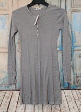 Lamade Womens Size Medium Gray Striped V Neck Long Sleeve Sweater Dress Stretch