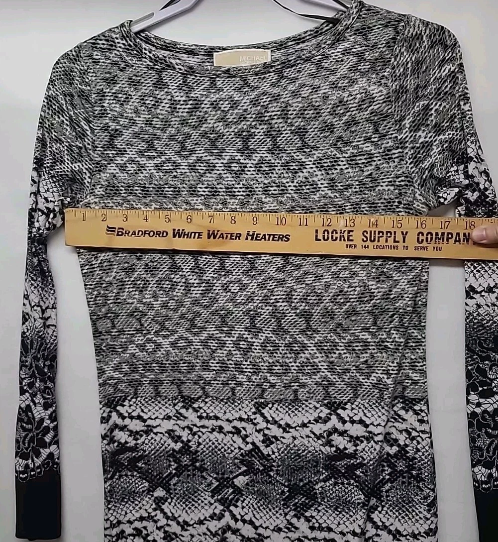 Abito Michael Kors tunica stampa serpente tubino elasticizzato piccolo manica lunga