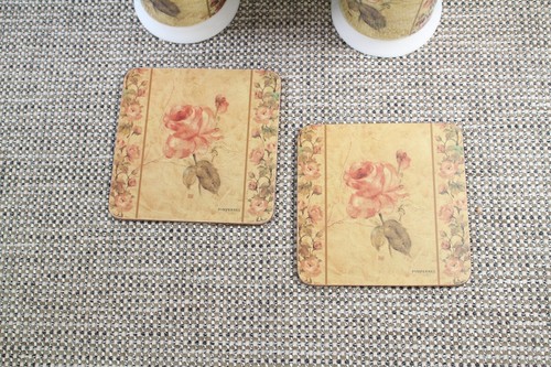 Set of 2 Pimpernel Fine Porcelain Mugs with Coasters Floral Pattern 300ml - Picture 3 of 11