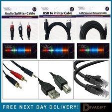 LAN INTERNET ETHERNET CABLE NETWORK USB TO PRINTER AUDIO SPLITTER CABLES NEW