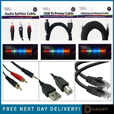LAN INTERNET ETHERNET KABEL NETZWERK USB AUF DRUCKER AUDIO SPLITTER KABEL NEU