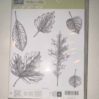 Stampin' Up! Bundled Vintage Leaves Cling Rubber Stamp Set & Leaflets Framelits