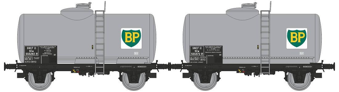 Ree modeles WB876 set de 2 wagons citerne BP SNCF HO