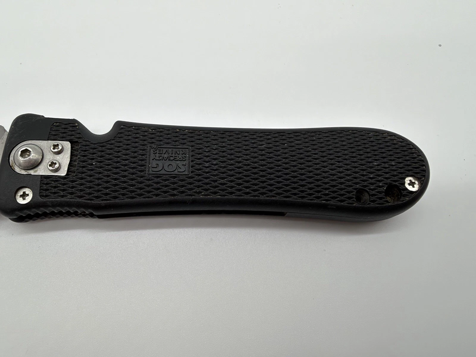 SOG Pentagon Elite I Knife Seki Japan 4in Serrated Blade Used Early version image 9