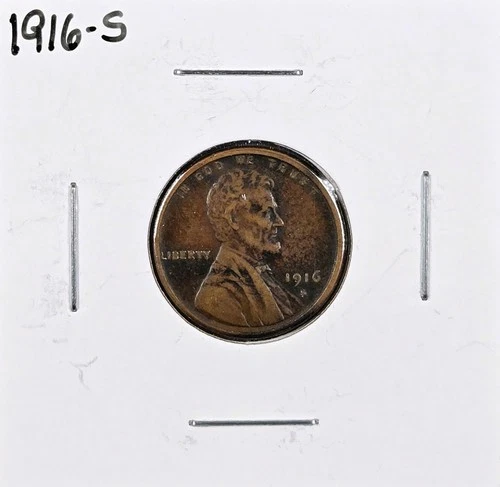1916-S Lincoln Wheat Cent 1C - FINE CONDITON - Semi-Key Date Coin!