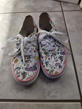 VANS Kid s Size 4 Fairy Tale Unicorn Rainbow Lace Up Skate Sneakers Shoes Worn 1
