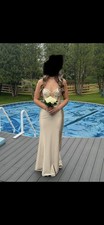 Champagne Strapless Formal Gown Long Dress with Corset Back
