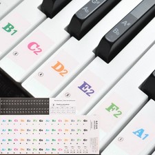 Piano Key Stickers for 88/61/54 Keys, Keyboard Sticker Piano Labels Colorful