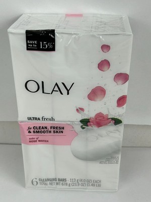 Olay Ultra Fresh Rose Water (6) Cleansing Bars 4.0oz Each New in Package