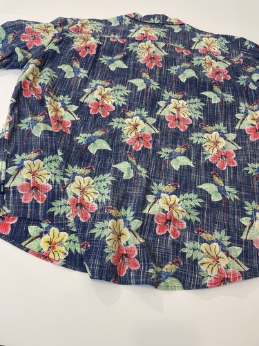 Men's Big & Tall Izod Saltwater 3XL Hawaiian Shirt Blue Green Floral Print - Picture 2 of 7
