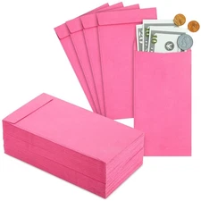 Pink Envelopes - Pack of 100, 6.5 x 3.5 in, 100gsm - Money Envelopes for Cash...