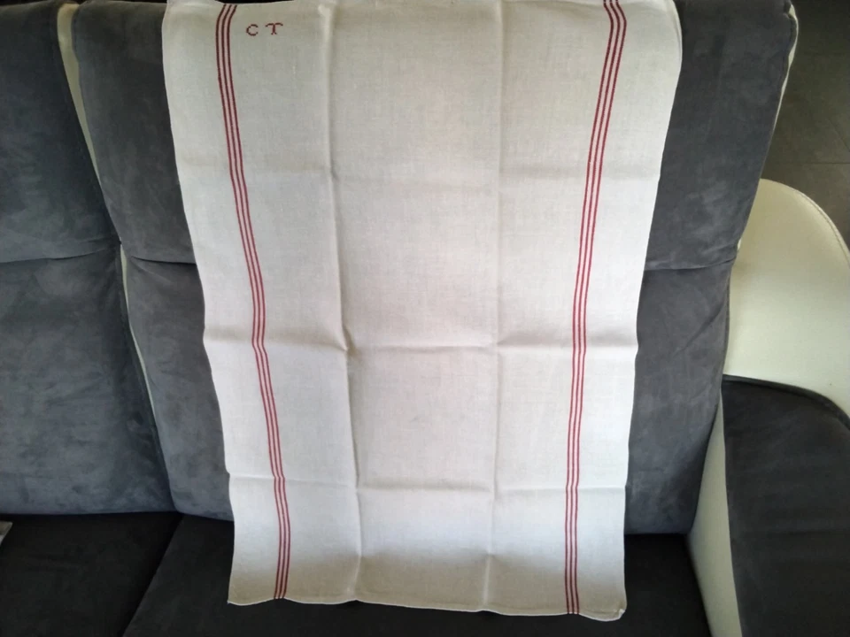 28 Anciens Grands Torchons En Métis Et Lin Lavés Et Repassés  En Très Bon État - Photo 2/4