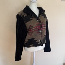 Vintage Aztec Silver Buttons Coldwater Creek Cropped Jacket Made In Mexico Small