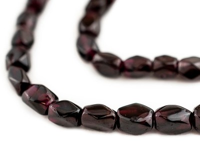 Faceted Rectangle Garnet Beads 6mm Purple Gemstone 15 Inch Strand