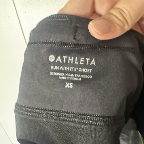 Athleta “Run With it” Black Static Highwaist Shorts 3” Inseam Size XS W/ Liner - Picture 9 of 14