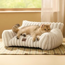 ComfyFleece Cute Cat Couch Pets Fluffy Cat beds W/ Premium Soft Corduroy Fleece
