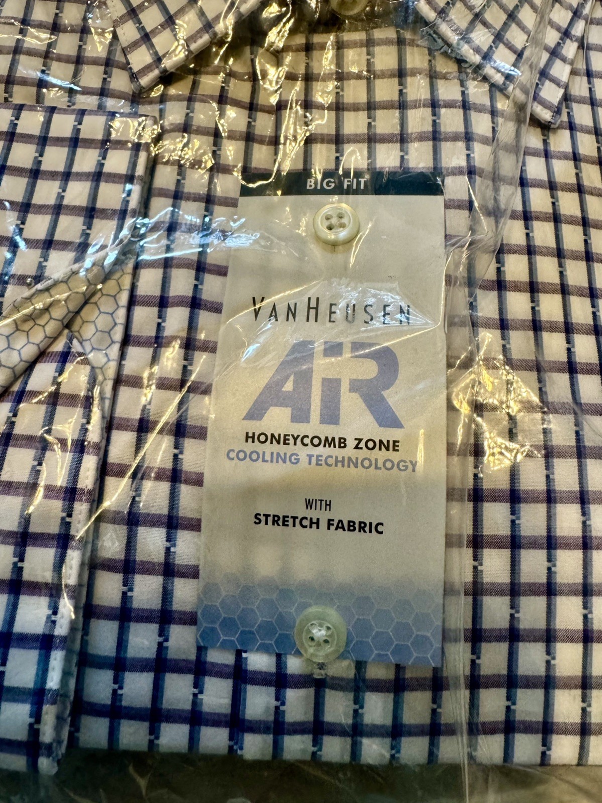 VAN HEUSEN Air BigFit Stretch Cooling Purple Blue Shirt Men's 22 34-35 NWT $60  thumbnail 9