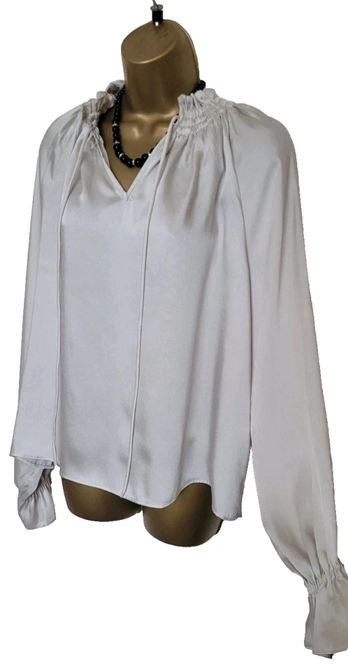 NEW STUNNING TOP BLOUSE by M&S UK 16-18 CHAMPAGNE SATIN EVENING TIE RELAXED - Image 3 of 4
