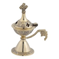 Byzantine Orthodox Greek Censer Brass Incense Burner 11cm 4.31in Christian 7702B