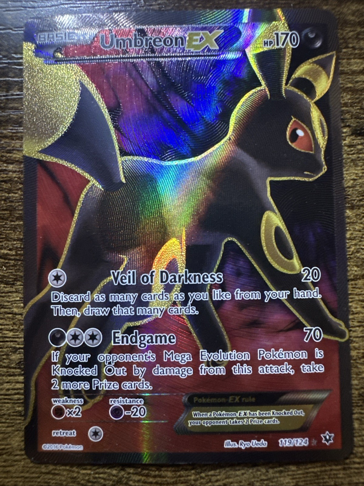 Umbreon EX 119/124 Ultra Rare, XY Fates Collide, Full Art Holo, Pokemon TCG, LP
