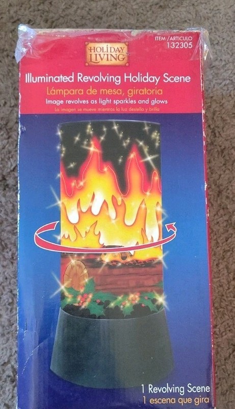 12" Holiday Living Christmas Rotating Motion Light Lamp Fireplace VTG Ships Free