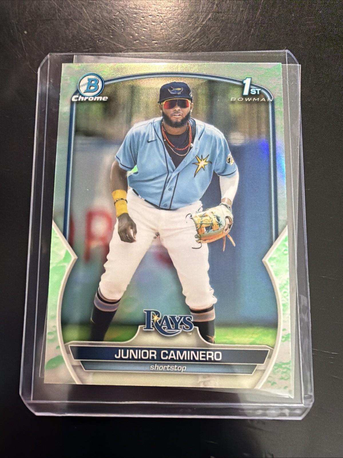 2023 Bowman Chrome Junior Caminero RC 1st Lunar Glow Refractor #BCP-61 Rays Mint