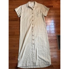 Sezane $220 Alani Natural Stripe Shirt Dress EU 40 Large GUC No Belt