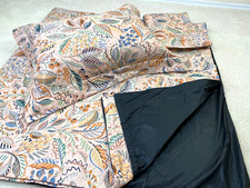 Handmade Queen/Full Floral Duvet Cover Set Pink Sage Black  2 Pillow Shams VTG