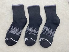 3 Pairs Bombas Honeycomb All-Purpose Performance Black Quarter Sock Men Size L