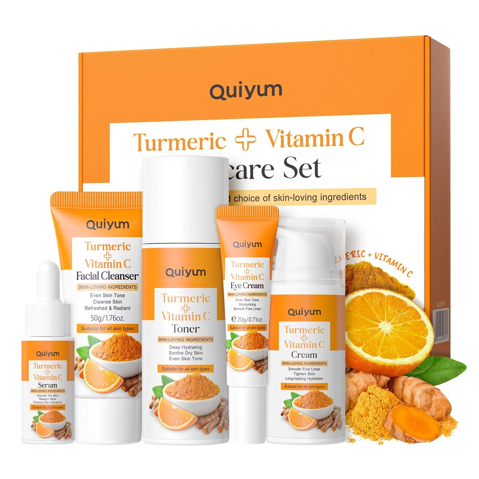 Turmeric Vitamin C Skincare Set Face Skin Care Sets & Kits Facial Cleanser Toner