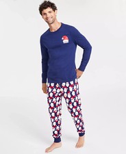 Family Pajamas Matching Men's Mix It Santa Pajamas Set Blue Size S