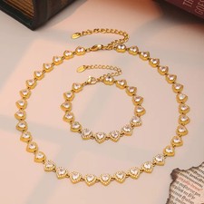 18K Gold Heart Jewelry Women's PVD Coated Shiny Waterproof Stainless Steel