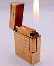 S.T. DUPONT Vintage WORKING Ligne 1 BR Small Lighter Gold Lattice Pattern 1970’s
