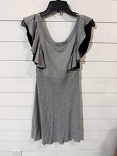 Free People Women’s Gray Ruffle Sleeve Fit & Flare Casual Mini Dress S