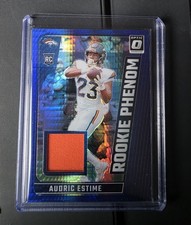 Audric Estime Rookie Card Patch. NFL Denver Broncos Patch Card Numbered To /149