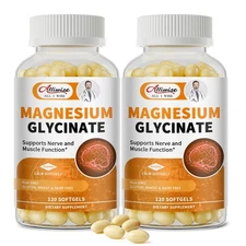 2pack Magnesium Supplement Softgels, Easy Absorption Magnesium Glycinate 400mg