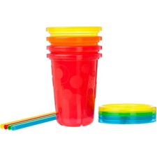 Spill Proof Toddler Straw Cups Dishwasher Safe 10 Ounce 4 Pack Feeding Supplies
