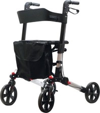 Aidapt Grey Deluxe Fold Flat Lightweight 4 Wheeled Rollator VP185GREY