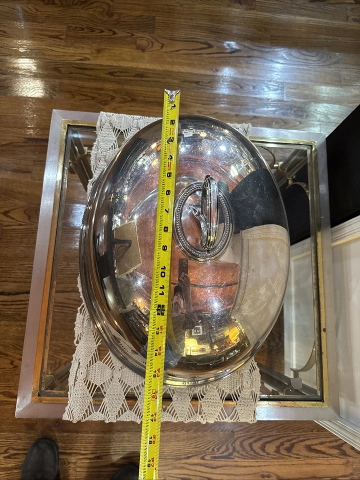 CUBIERTA PLATEADA PARA ALIMENTOS/CARNE... CA.1890 Cúpula grande de pavo con sellos distintivos Foto 2 de 4