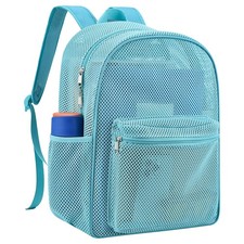 Sac à dos en maille lourde avec housse de pluie, sac à dos en maille transparente pour école, beac...