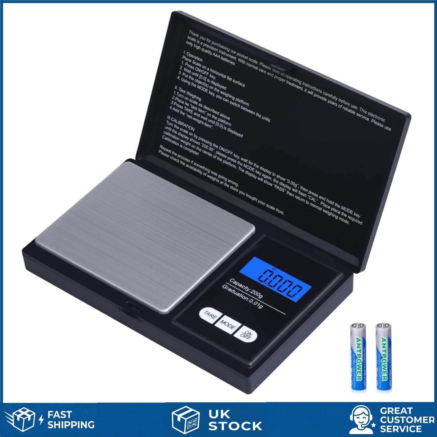 Professional Digital Pocket Jewelry Scale Accurate Mini LCD 200g x 0.01g 1pc