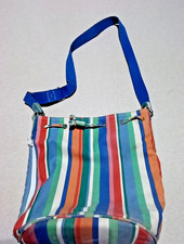 Vintage Liz Claiborne Crossbody Bag Canvas Multicolor Striped 11" 12"