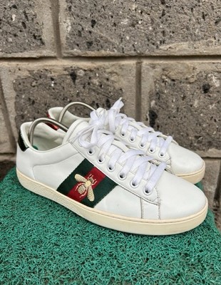 Gucci Men's Ace Embroidered Bee Leather Lace-Up Sneakers Sz U.S 6.5 || UK 6