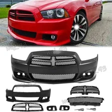 SRT8 Style Front Bumper Cover Upper Lower Grille Kit For 2008-2014 Dodge Charger